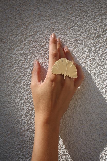 GINKGO -  gold plated ring